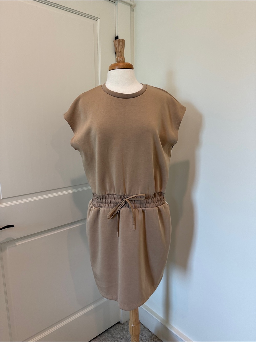 all in motion Taupe Drawstring Waist Mini Dress